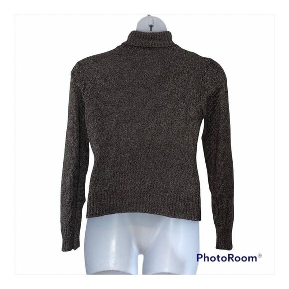 Corbin Collection 100% Silk Brown Blue Turtleneck Sweater Medium - Picture 8 of 16